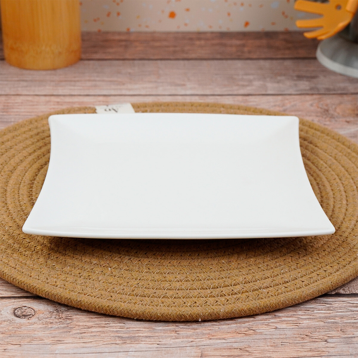 Plato de ceramica cuadrado para postre 