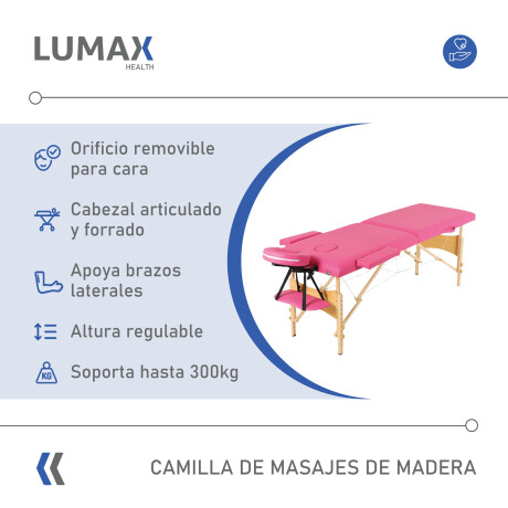Camilla Portátil Profesional Lumax de Madera 185x60cm Rosa