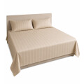 Juego de sábanas KING de tela a rayas Premium 400 hilos Beige