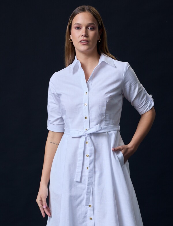Vestido Camisero Lazo BLANCO