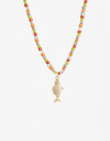Collares Cortos Color Collar Corto Beads Y Dije Pez - Dorado
