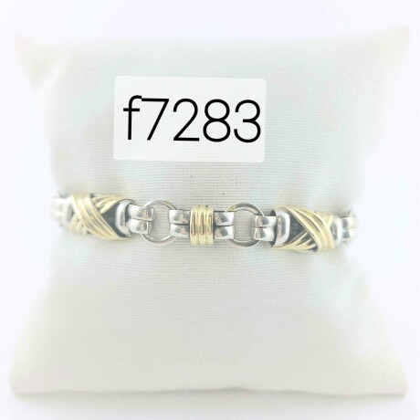 Pulsera de plata 925 con trabas en double de oro 18 ktes. Pulsera de plata 925 con trabas en double de oro 18 ktes.