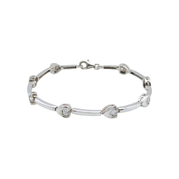 Pulsera corazón-Plata 925-Piedra zirconia-PU3120 conpiedra