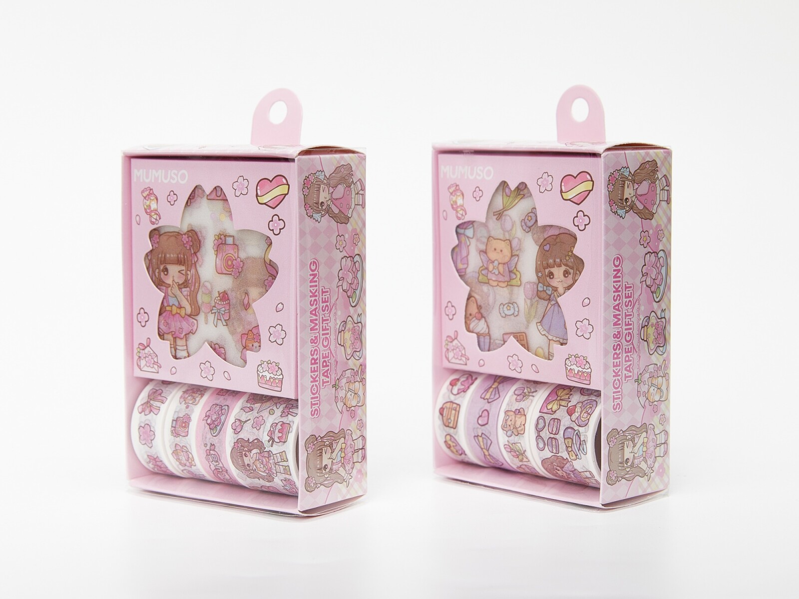 SET DE REGALO DE PEGATINAS Y CINTA ADHESIVA (4 HOJAS + 4 ROLLOS) 