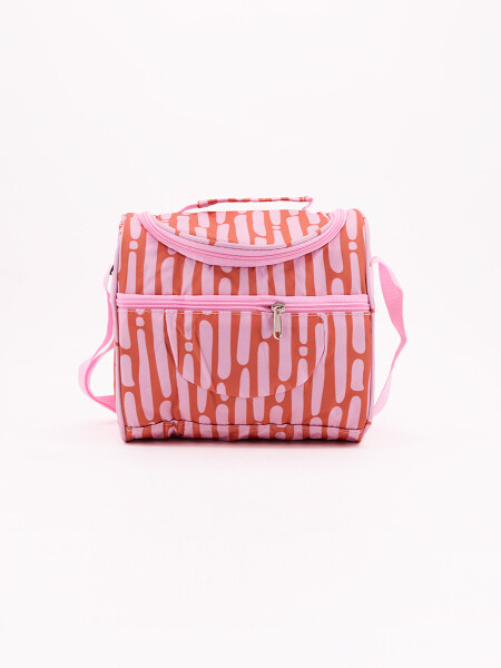 LUNCHERA RAYAS DOBLE CIERRE NARANJA