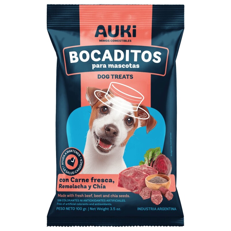 Auki Bocadito sabor Carne Fresca, Remolacha y Chía 100 grs