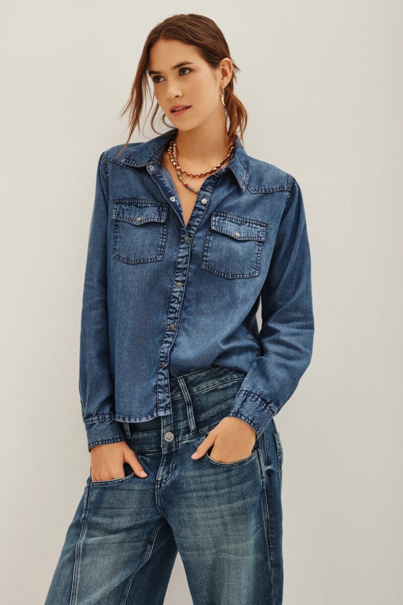 Camisa Texan Celeste