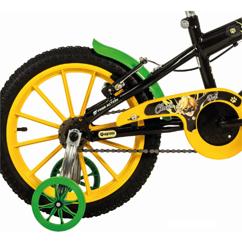 Bicicleta Niño Rod. 16 Free Action Catnoir Negra C/rueditas Negro 11 Bicicleta Niño Rod. 16 Free Action Catnoir Negra C/rueditas Negro 11