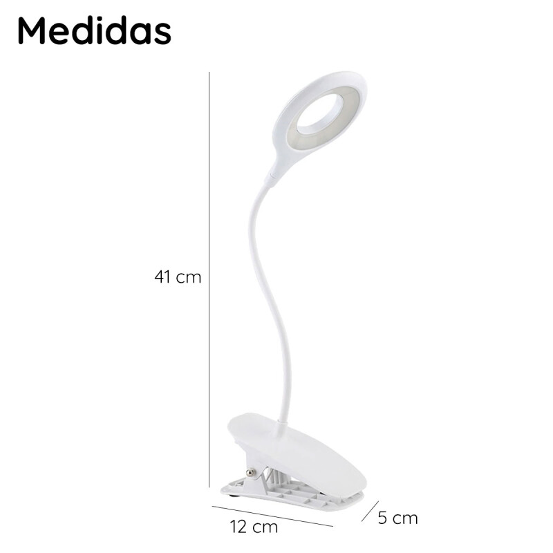 Lampara Led Redonda con Pinza Para Escritorio Pc o Lectura Blanca Lampara Led Redonda con Pinza Para Escritorio Pc o Lectura Blanca