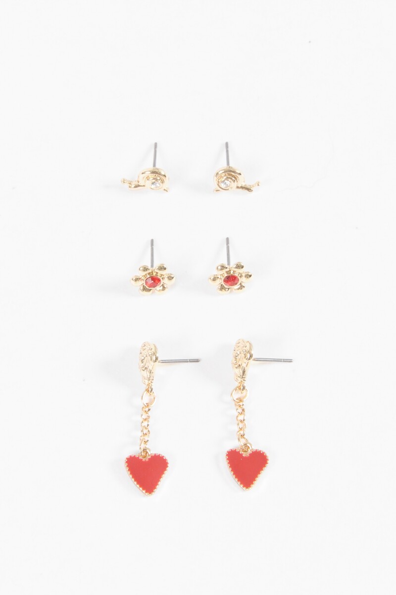 Set de caravanas pin caracol dorado