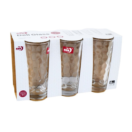 Set de 6 vasos de vidrio labrados 215ml Set de 6 vasos de vidrio labrados 215ml