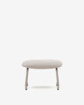Reposapiés Belina de chenilla beige con reposapiés y acero con acabado blanco