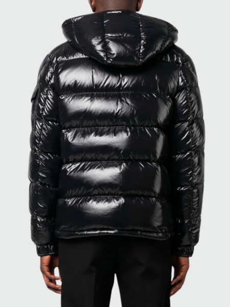 Moncler - Campera rellena de plumas con capucha desmontable, Maya Negro