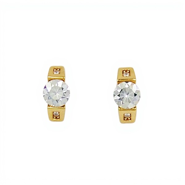 Caravanas Barras de oro - Oro bajo - Zirconia - CA8135 conpiedra