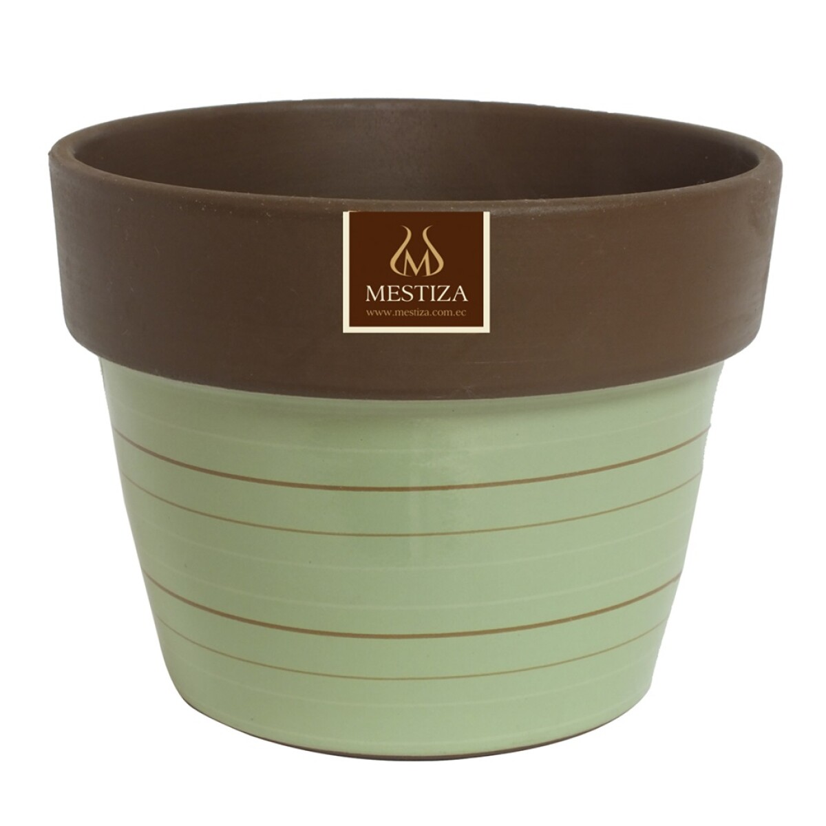 Maceta de Cerámica Greta – Colores Morena y Menta 