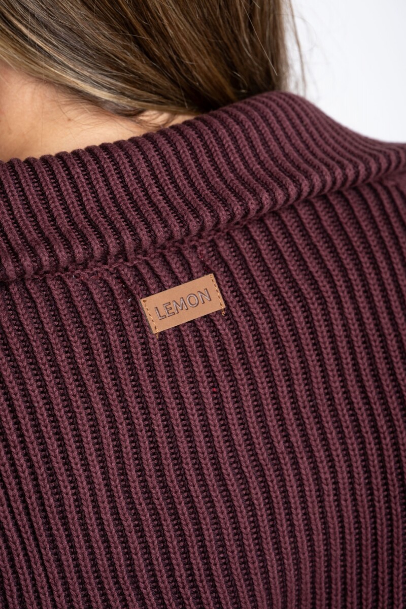 Campera Tejida Algodon Burdeos