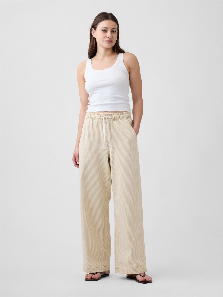 Jean Pull On Wide Leg Mujer - Neutral Stripe 