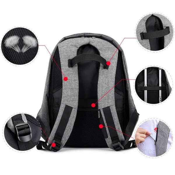 Mochila Anti Robo Hx-6811 GRIS