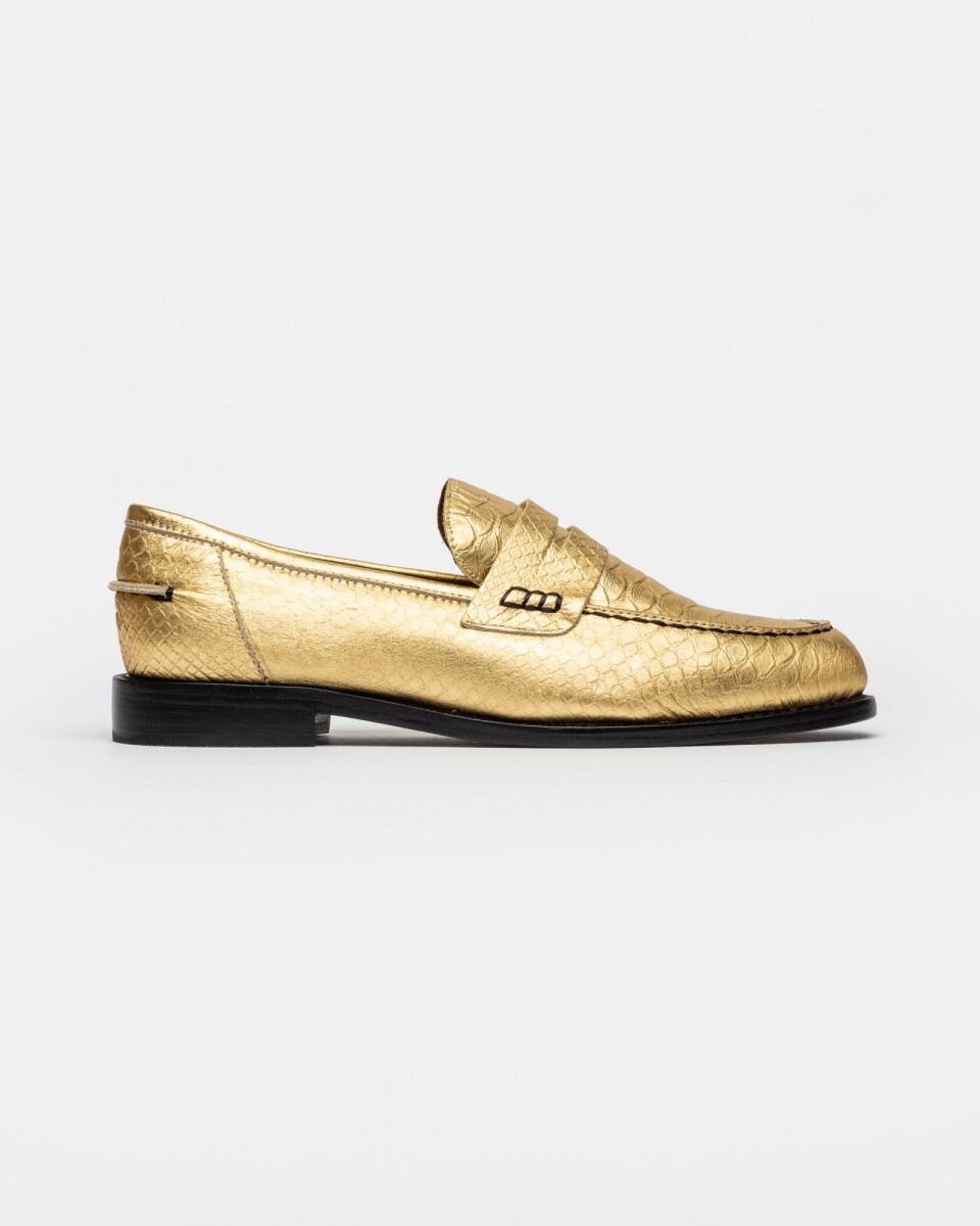 Mocasín Todd En Cuero Snake Print - Metalizado 