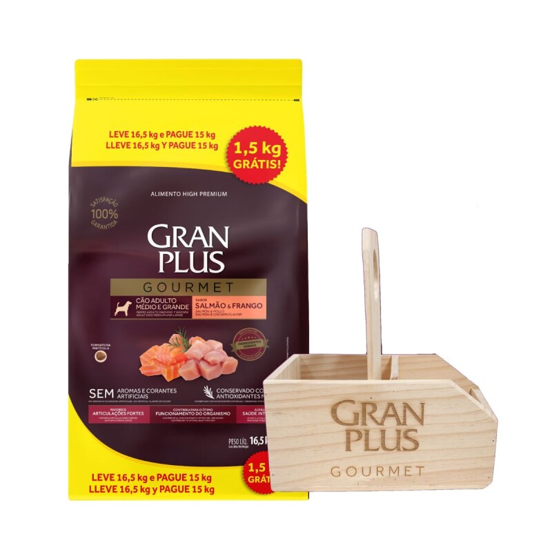 GRAN PLUS SALMON Y POLLO 15 KG + 1.5 KG + MATERA GRAN PLUS SALMON Y POLLO 15 KG + 1.5 KG + MATERA