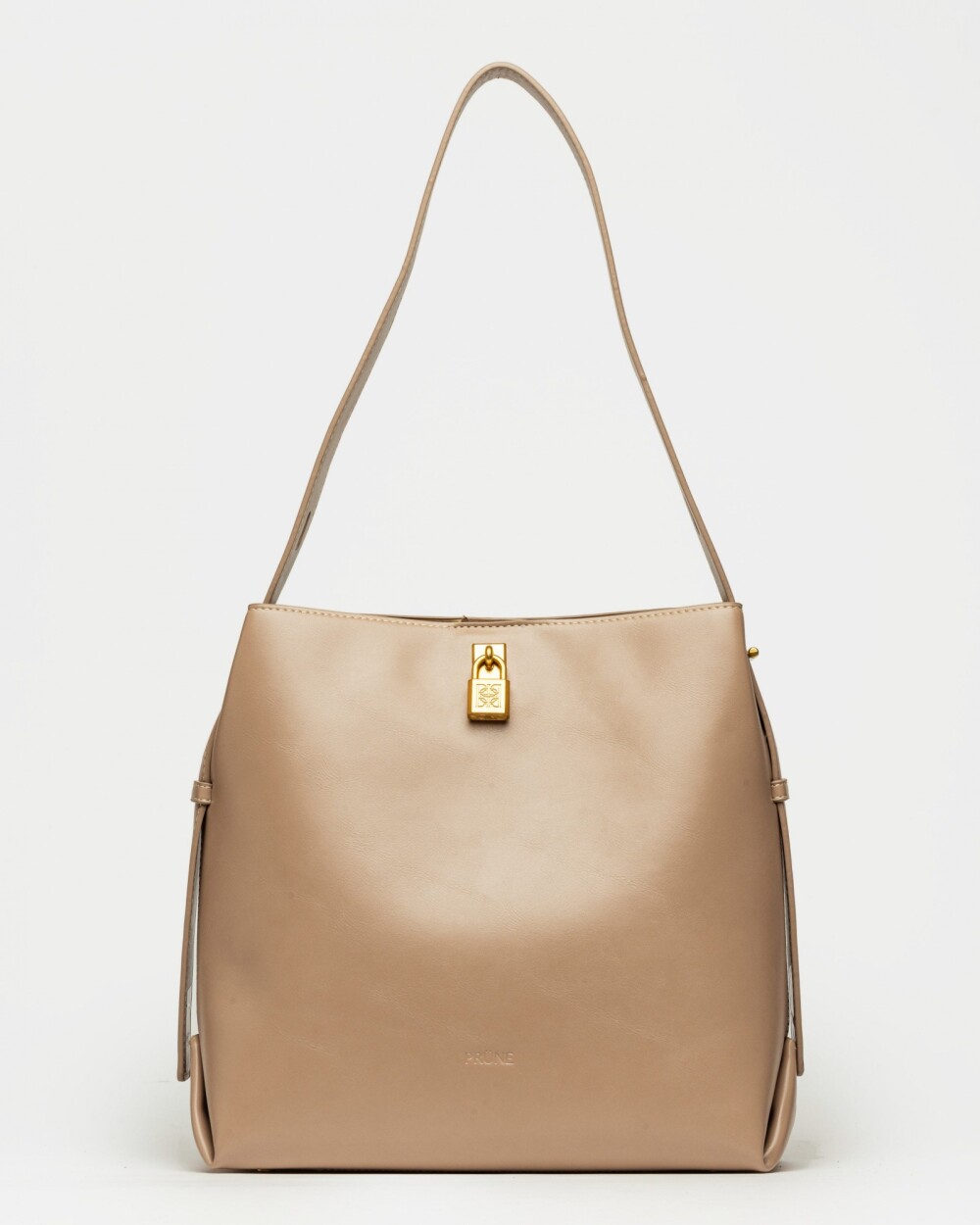 Bolso The Lock en efecto cuero liso Taupe