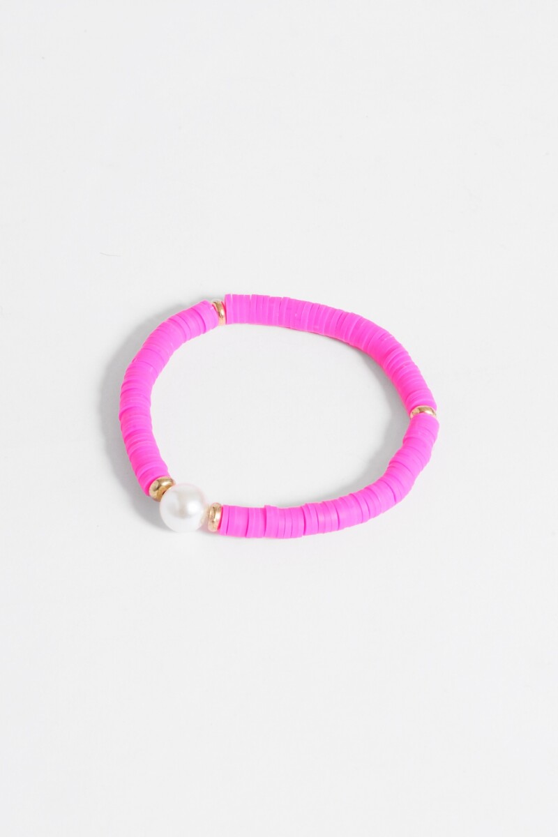 Pulsera piedras y perla fucsia