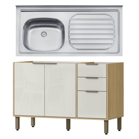 Bajo Mesada 120 cm 3 Puertas 2 Cajones Gloria MDP 15mm y Pileta Tramontina Izquierda Bajo Mesada 120 cm 3 Puertas 2 Cajones Gloria MDP 15mm y Pileta Tramontina Izquierda