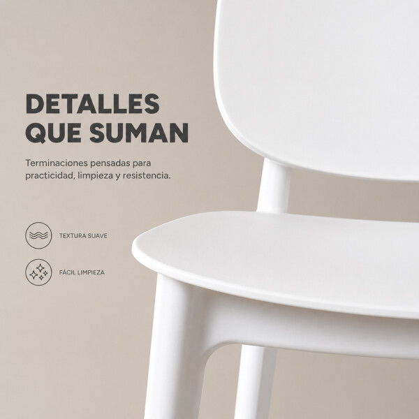 Silla Comedor ComboHome Visby Blanca Diseño Moderno Calidad Blanco 1