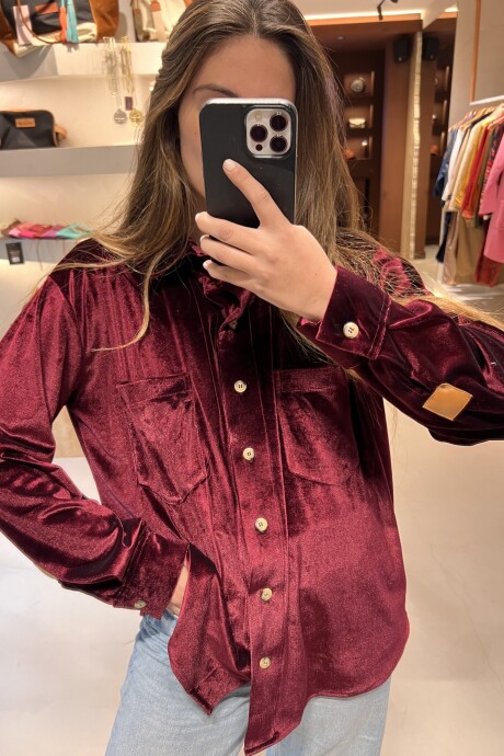 Velvet Shirt con Puño Bordeaux