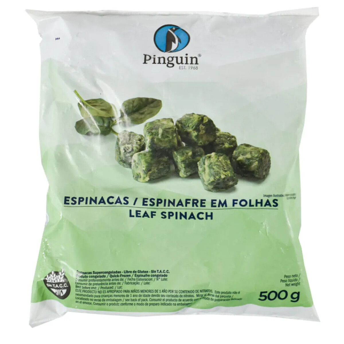 Espinaca en Hojas Congelada Pinguin 500 Grs 