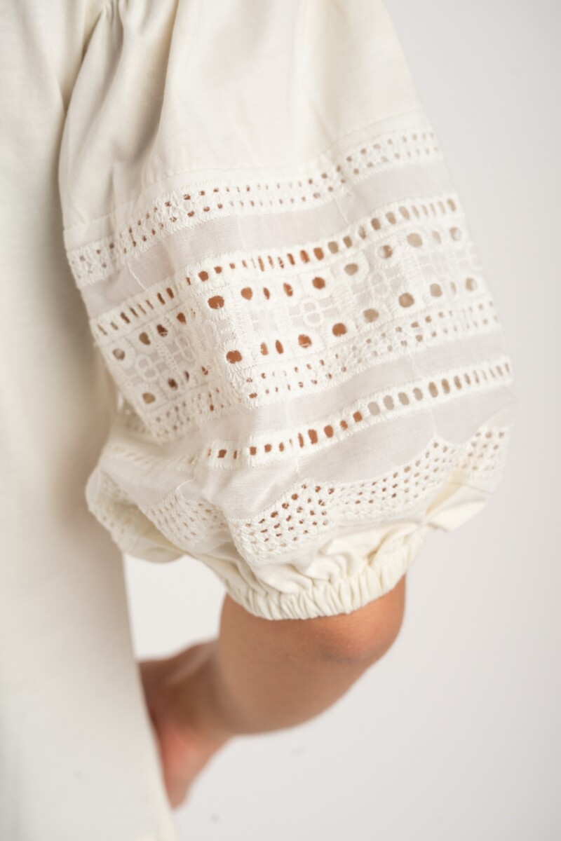 Remera Algodón Combinada Crudo