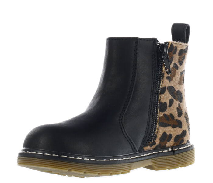 Bota TOTI con detalle de estrella y animal print Black