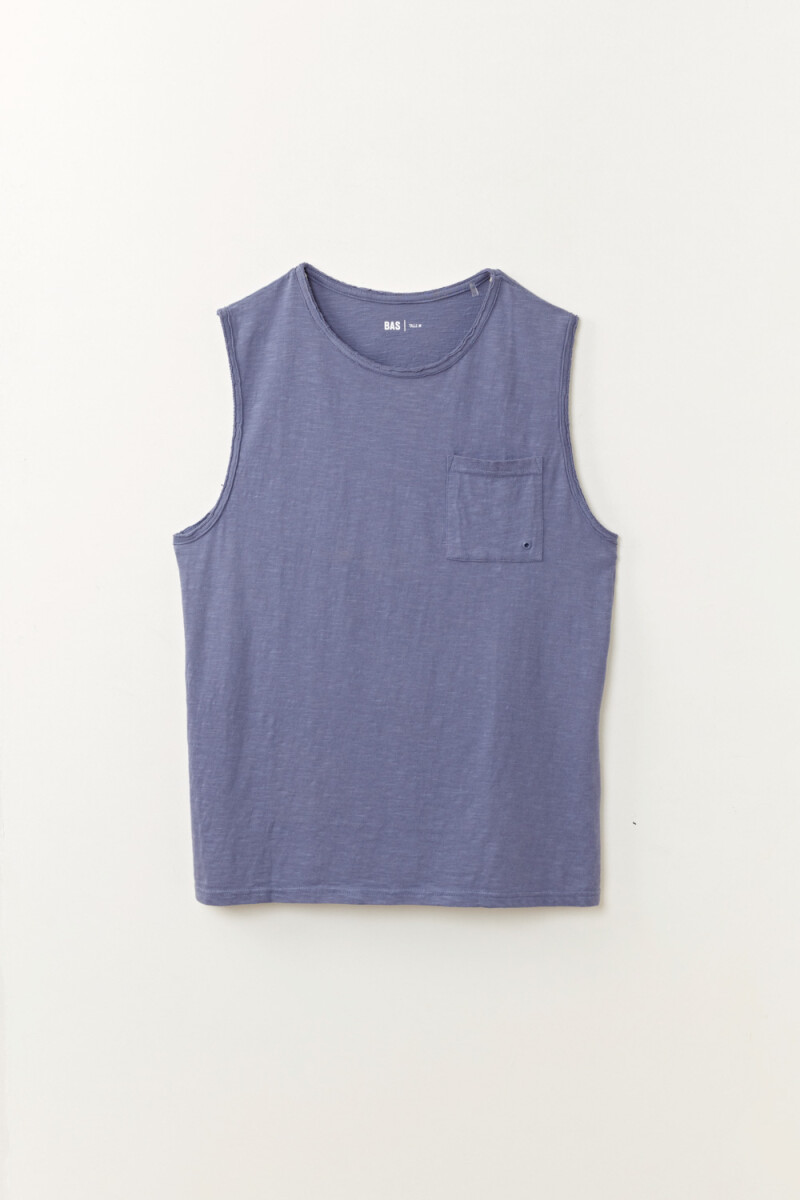 Musculosa slub bolsillo - Azul Medio 