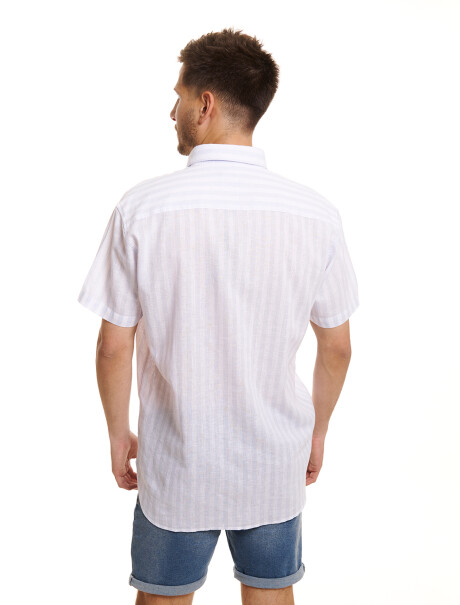 Camisa m/c lino celeste