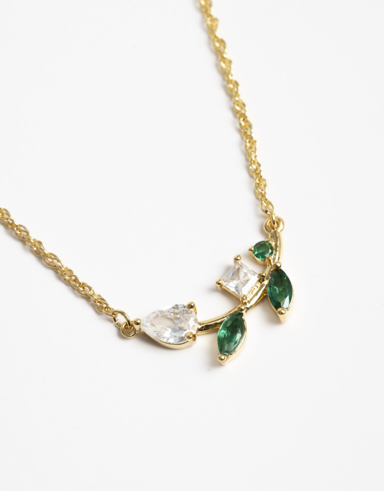 Cadena Corta con Dije Cubic zirconia Collar Con Dije De Cubic Zirconia - Dorado