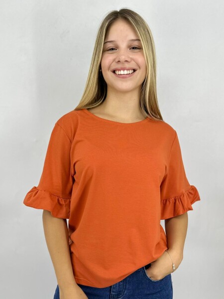 T-SHIRT SLOWLY S2404 TERRACOTA