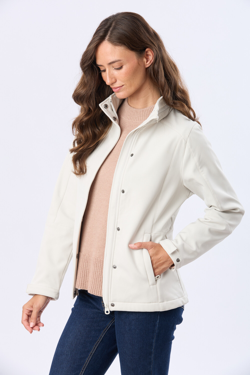 CAMPERA DE NEOPRENO CON CAPUCHA Natural