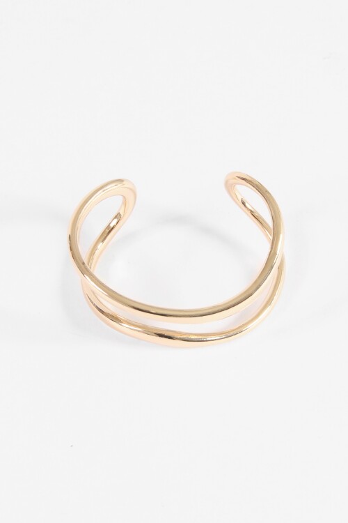Pulsera cuff doble rígida dorado