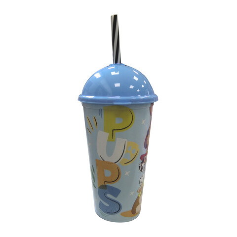 Vaso Plástico Milk Shake con Pajita Paw Patrol 500 ml CHASE Y RUBBLE