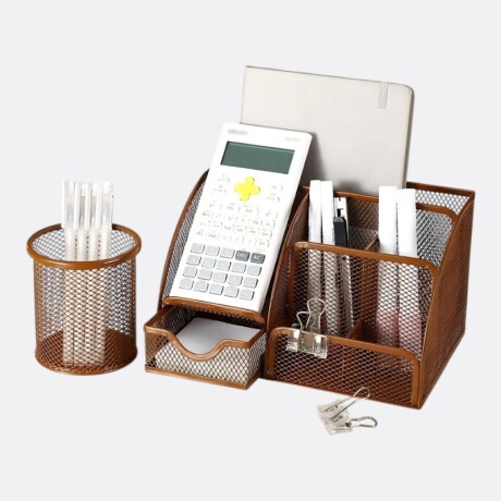 Set Organizador De Escritorio Marrón