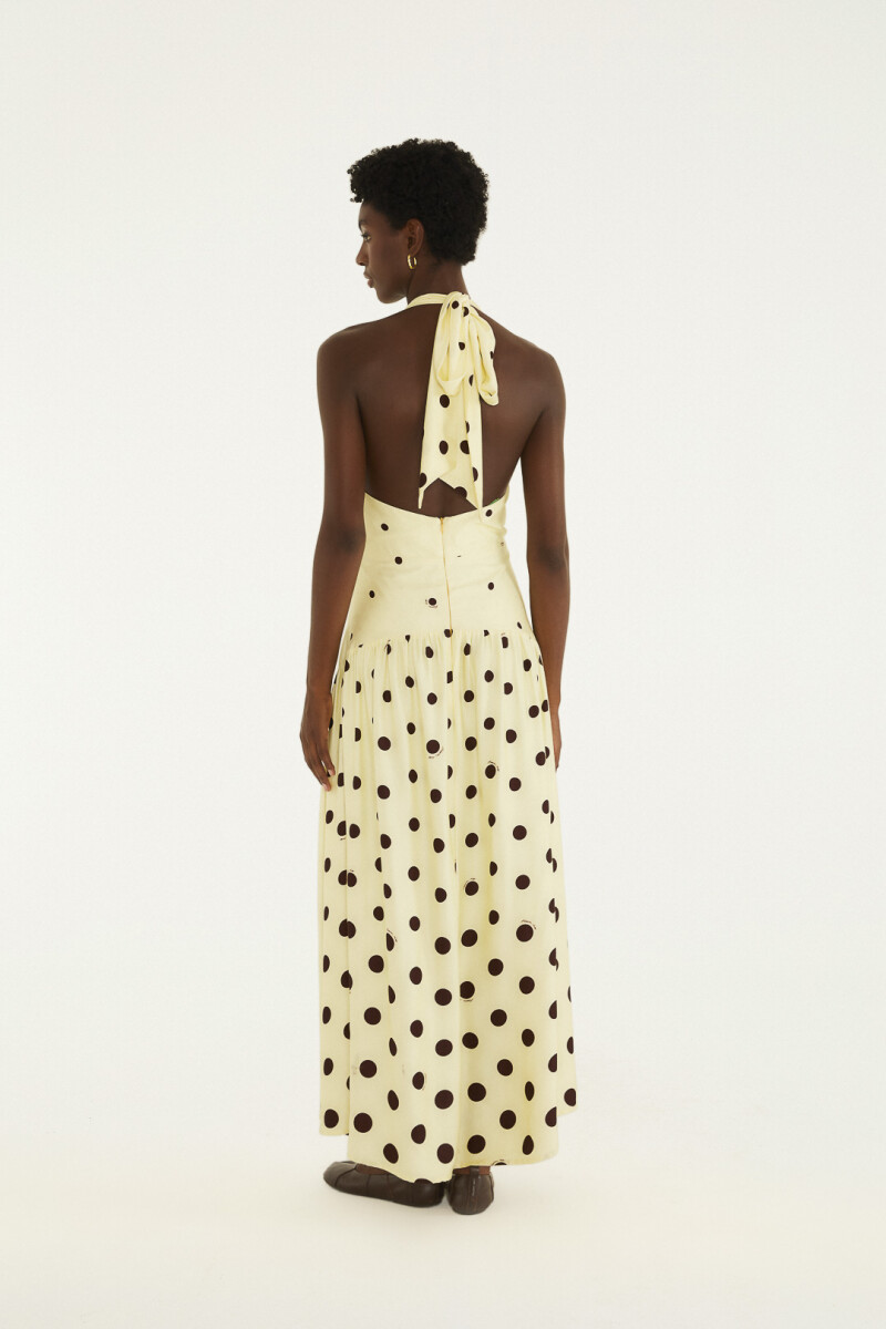 VESTIDO LARGO LUNARES Amarillo