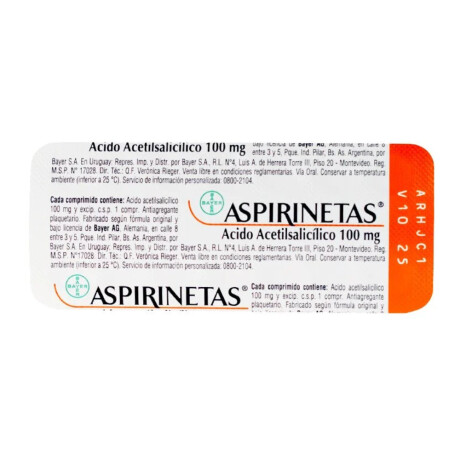 Aspirinetas Blister 100mg x 14 Comprimidos Aspirinetas Blister 100mg x 14 Comprimidos