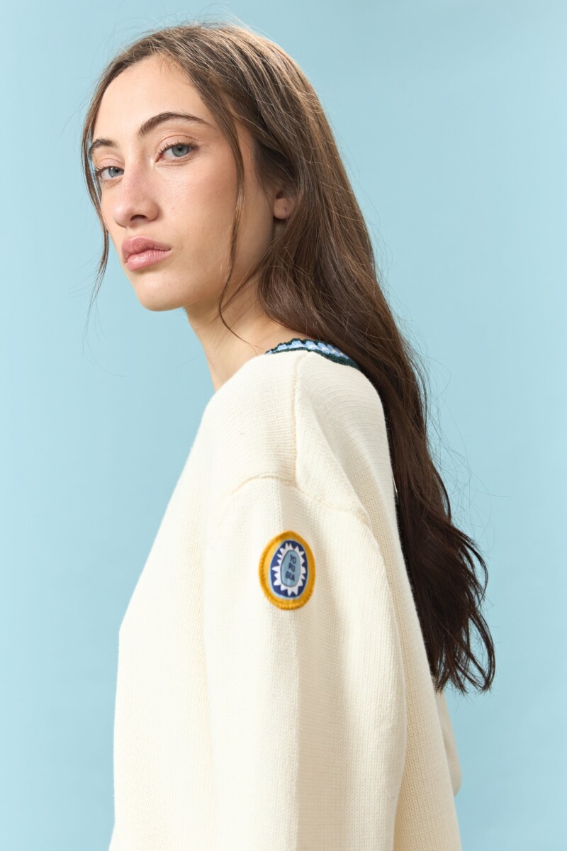 Cardigan de algodón con puños a contraste crudo
