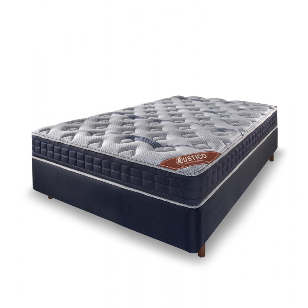 Conjunto Sommier 1 plaza y media - Rustico - Espuma D60 Conjunto Sommier 1 plaza y media - Rustico - Espuma D60