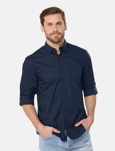 CAMISA LISA DE ALGODÓN Azul