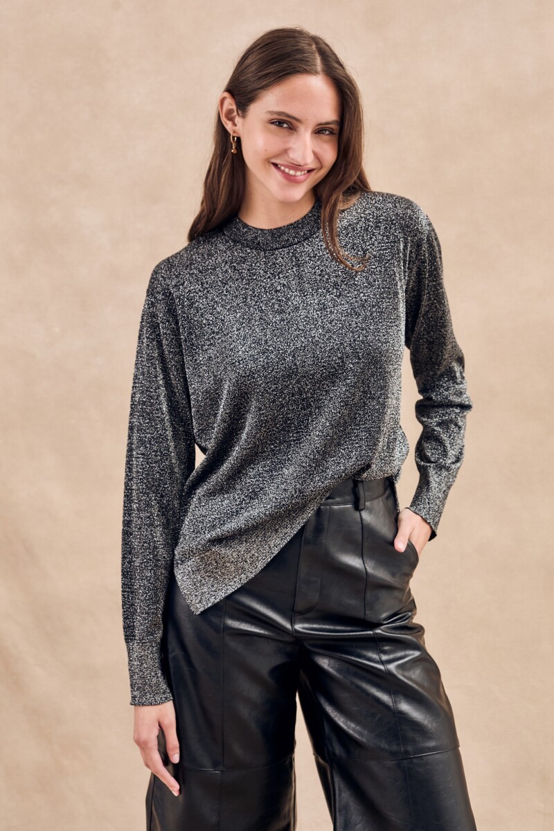 Sweater Texturado Lurex - Negro 