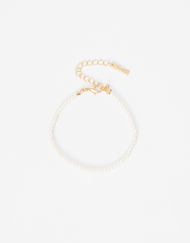 Pulseras Flexibles Perla Pulsera De Perlas Sintéticas - Dorado