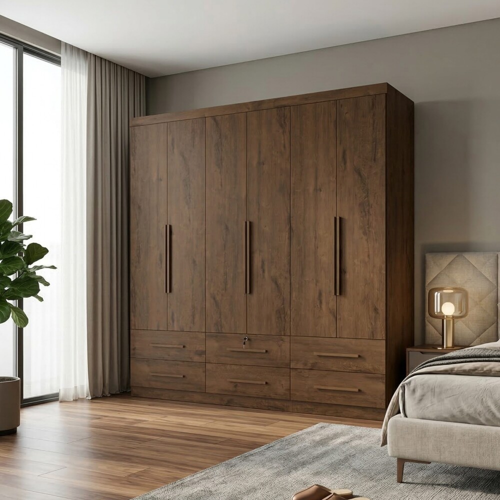 Ropero Maximus Plus 6 Puertas 6 Cajones Jacaranda