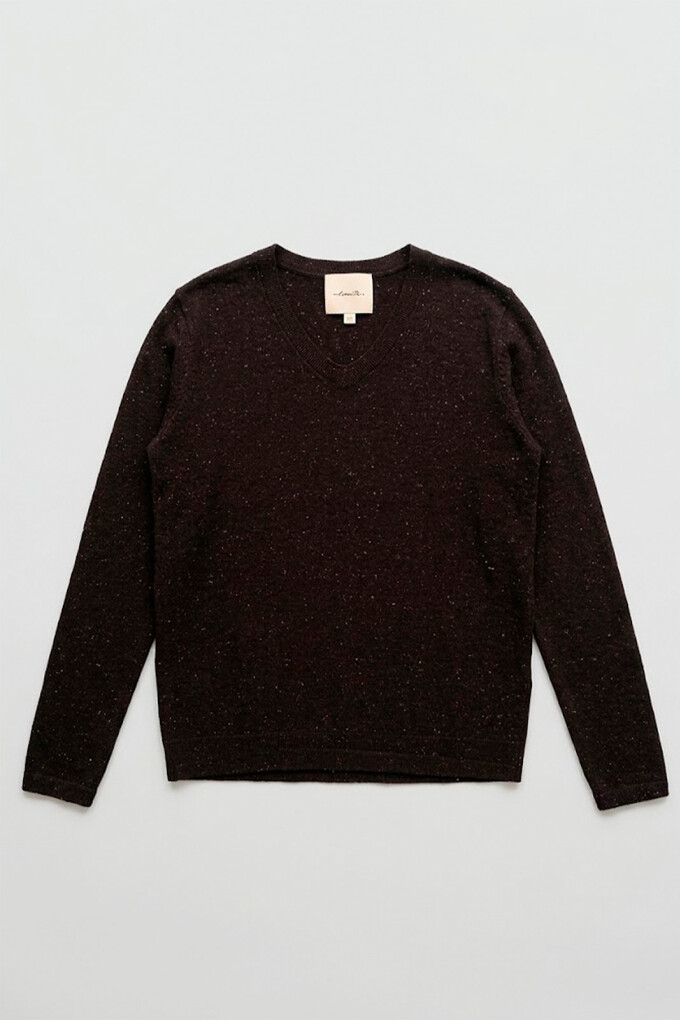 SWEATER U BOUTONE MARRON