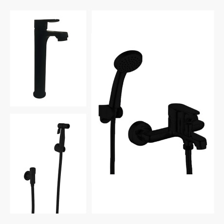 JUEGO DE GRIFERIA LAVATORIO ALTO DUCHA EXTERIOR Y DUCHA HIGIENICA 000